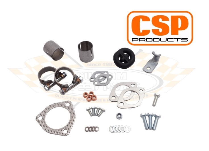 CSP Splitscreen Bus Single Quiet Pack Exhaust Kit with Heat Exchangers (Twin Carbs)