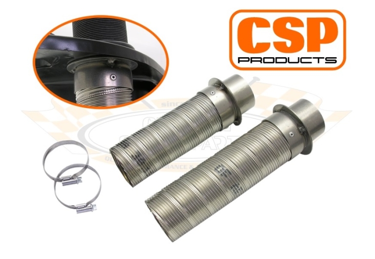 CSP Splitscreen Bus Stainless Steel Twin Quiet Pack Exhaust Kit with Heat Exchangers (Twin Carbs)