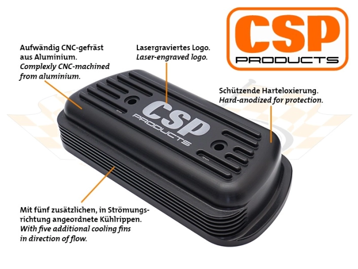 CSP Billet Rocker Covers With Cooling Fins - Type 1 Engines (Laser Engraved Logo)