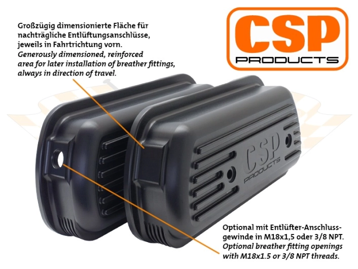 CSP Billet Rocker Covers With Cooling Fins - Type 1 Engines (Laser Engraved Logo)