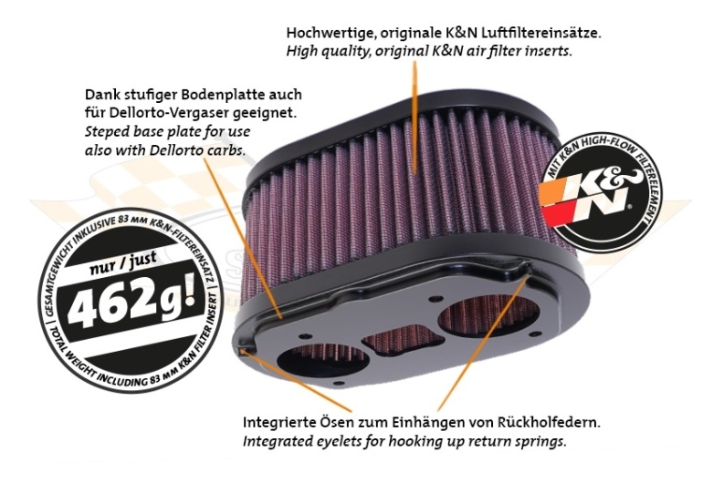 CSP Weber 44/48 IDF Air Filter - 83mm Without Breather