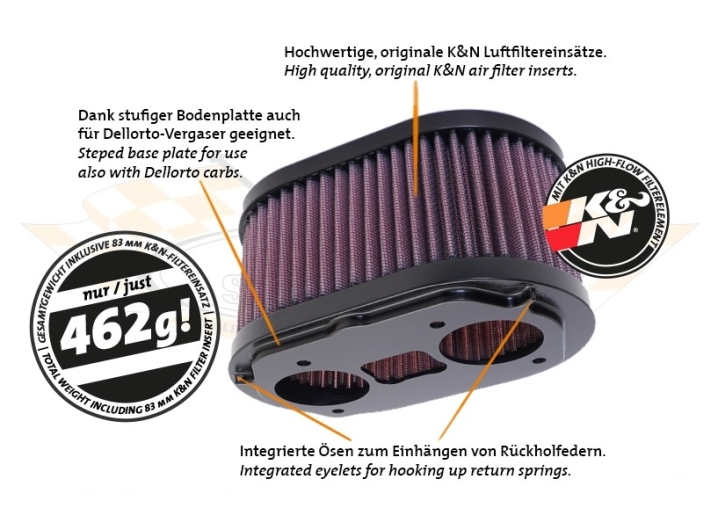 CSP Weber 44/48 IDF Air Filter - 100mm With Porsche 356 Breather Fitting