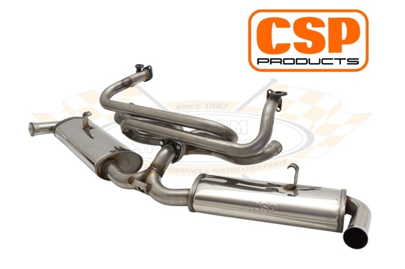 Karmann Ghia Stainless Steel Twin Quiet Pack Exhaust (J Tubes and Single Carb)