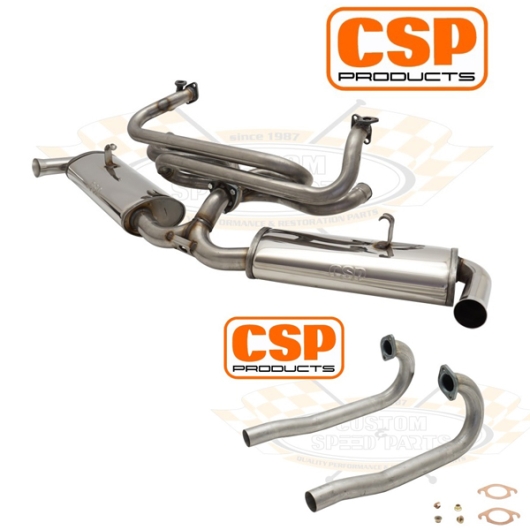 Beetle Stainless Steel Twin Quiet Pack Exhaust Kit with J Tubes (Single Carb)