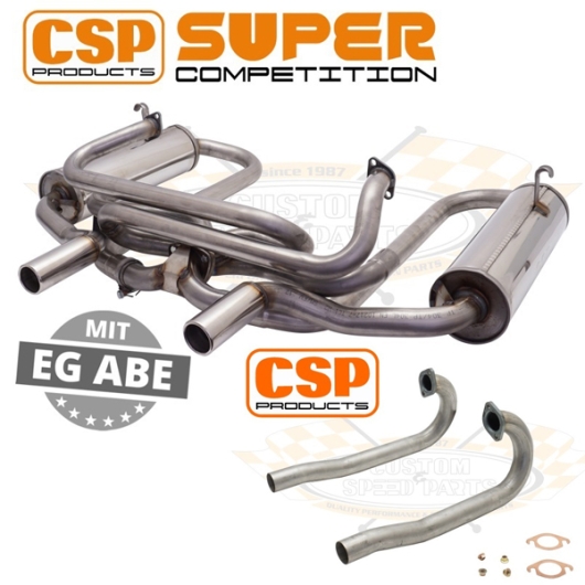 CSP Beetle Stainless Steel Supercomp Exhaust Kit with J Tubes (Twin Carbs)