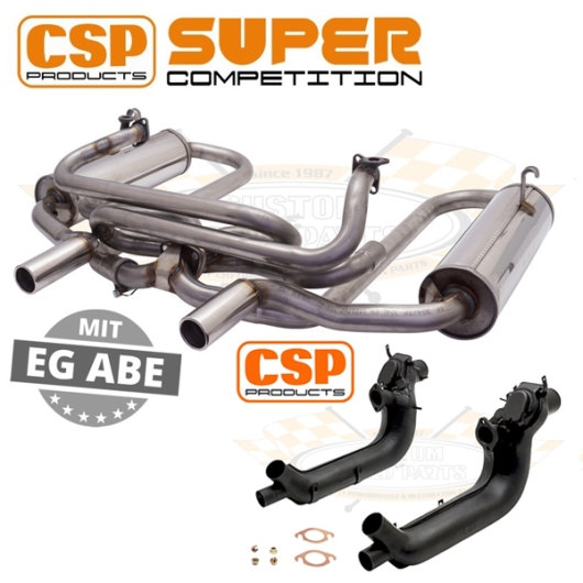 CSP Beetle Stainless Steel Supercomp Exhaust Kit With Heat Exchangers (Single Carb)