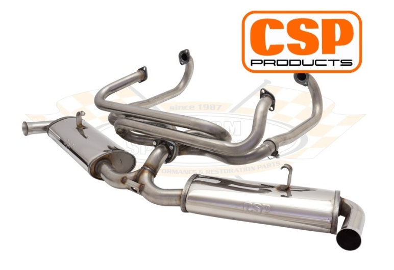 CSP Splitscreen Bus Stainless Steel Twin Quiet Pack Exhaust Kit with J Tubes (Twin Carbs)