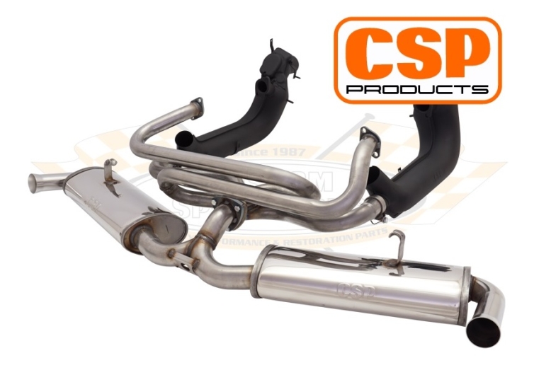 CSP Splitscreen Bus Stainless Steel Twin Quiet Pack Exhaust Kit with Heat Exchangers (Twin Carbs)