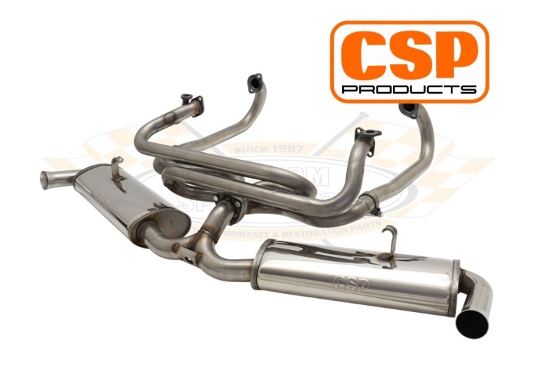 CSP Splitscreen Bus Stainless Steel Twin Quiet Pack Exhaust Kit with J Tubes (Single Carb)