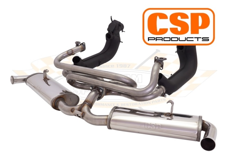 CSP Splitscreen Bus Stainless Steel Twin Quiet Pack Exhaust Kit with Heat Exchangers (Single Carb)