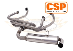 CSP Splitscreen Bus Single Quiet Pack Exhaust Kit with J Tubes (Twin Carbs)