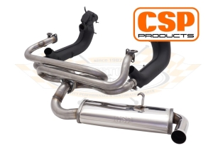 CSP Splitscreen Bus Single Quiet Pack Exhaust Kit with Heat Exchangers (Single Carb)