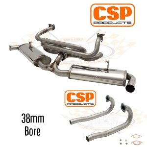 CSP Karmann Ghia Stainless Steel Twin Quiet Pack Exhaust Kit with J Tubes (Single Carb)