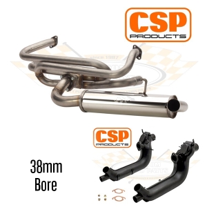 CSP Karmann Ghia Single Quiet Pack Exhaust Kit with Heat Exchangers (Twin Carbs)