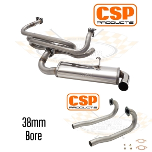 CSP Karmann Ghia Single Quiet Pack Exhaust Kit with J Tubes (Single Carb)