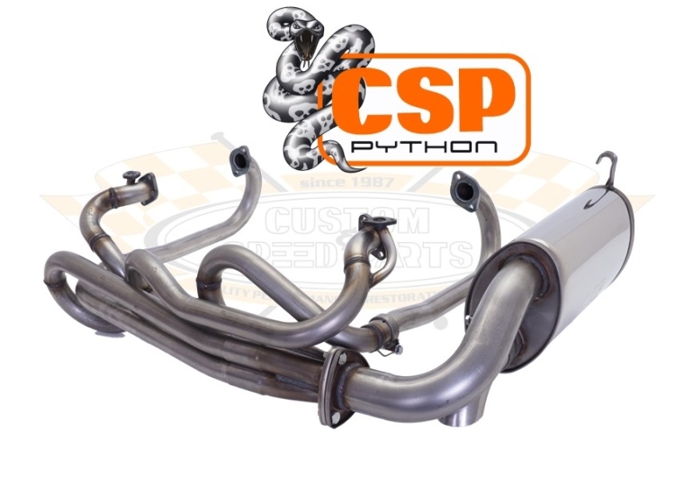 CSP Baywindow Bus Python Exhaust Kit with J Tubes - 1968-71 - Type 1 Engine - 38mm Bore - With Heat Risers (Also Splitscreen Bus)