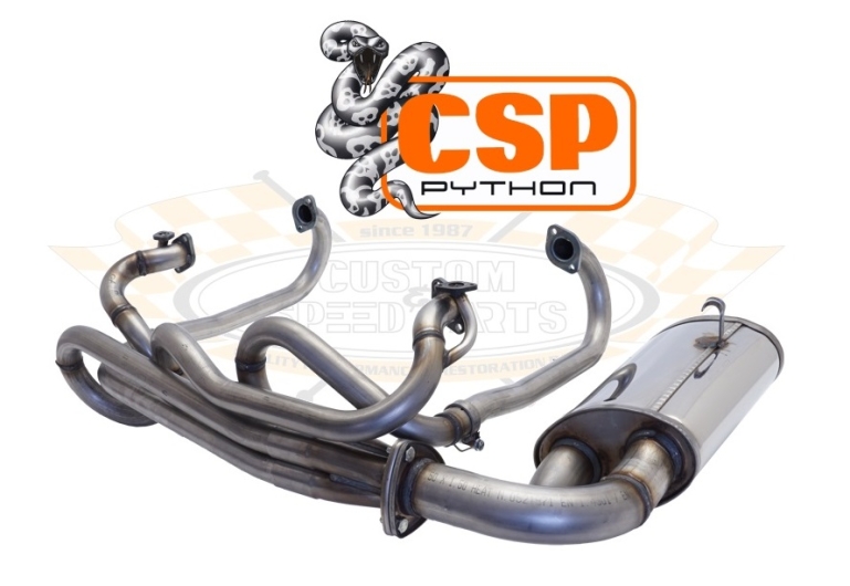 CSP Baywindow Bus Python Exhaust Kit With J Tubes - 1972-79 - Type 1 Engine - 38mm Bore - With Heat Risers