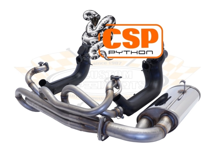 CSP Baywindow Bus Python Exhaust Kit With Heat Exchangers - 1972-79 - Type 1 Engine - 38mm Bore - With Heat Risers