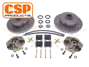 Undrilled Beetle Vented Front Disc Brake Conversion Kit With Cross Drilled Discs
