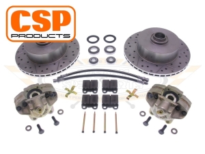 Undrilled Beetle Vented Front Disc Brake Conversion Kit With Cross Drilled Discs
