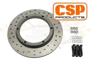 CSP Front Brake Disc Cross Drilled Rotor - Steel Wheel Kits - Left