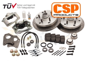 CSP Beetle Front Disc Brake Conversion For Drop Spindles (Cross Drilled) - 1950-65 - 5x130 PCD