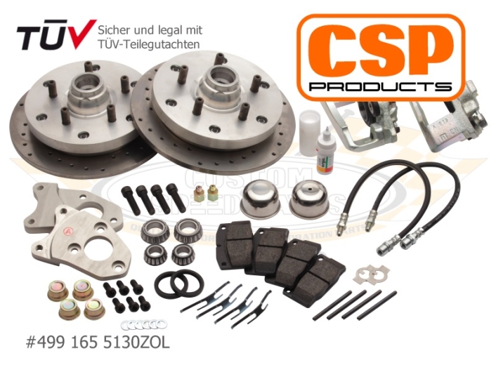 CSP Beetle Front Disc Brake Conversion (Cross Drilled, Zero Offset) - 1950-65 - 5x130 PCD