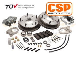CSP Beetle Front Disc Brake Conversion Kit For Drop Spindles (Vented, Cross Drilled) - 1966-79 - 5x205 PCD