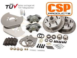 CSP Barndoor Bus Front Disc Brake Conversion (Cross Drilled) - 1950-54 (Alloy Wheel Only) - 5x130 PCD