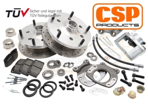 CSP Bus Front Disc Brake Conversion (Cross Drilled) - 1964-70 (Alloy Wheel Only) - 5x205