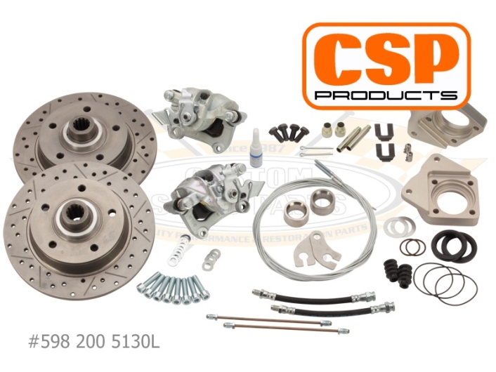 Porsche Stud Pattern CSP Splitscreen Bus Rear Disc Brake Conversion - Straight Axle (5x130 PCD, Cross Drilled)