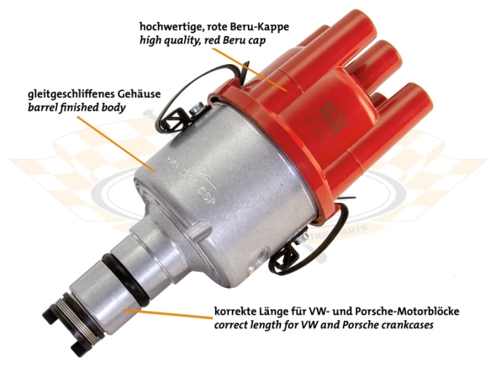 CSP Pacemaker Distributor - Vacuum Advance With Black Body And Red Cap