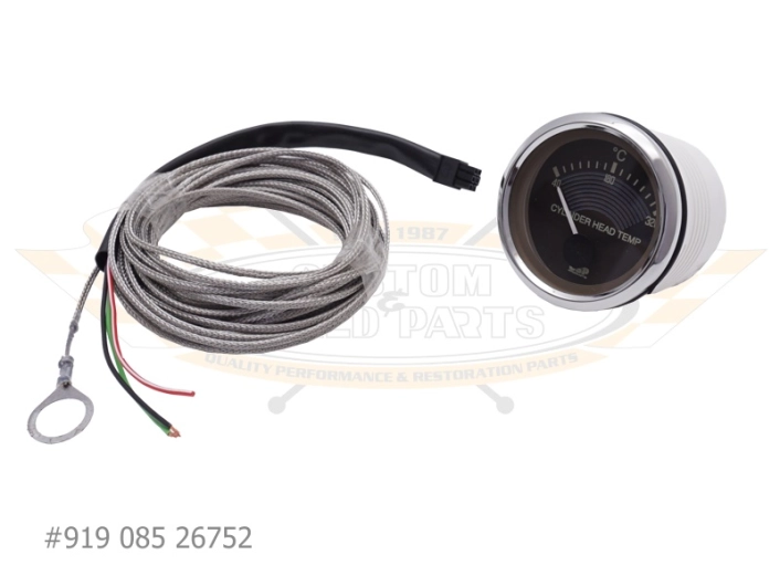 CSP Cylinder Head Temperature Gauge - Classic Style - 52mm With M14 Sender