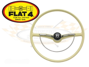 Beetle Steering Wheel - Ivory With Semi D Horn Push - 1974-79