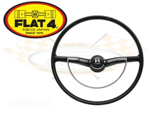Beetle Steering Wheel - Black With Semi D Horn Push - 1974-79