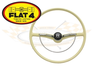 Beetle Steering Wheel - Ivory With Semi D Horn Push - 1960-71