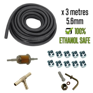 5.6mm Ethanol Safe Fuel Hose Bundle Kit With Fuel Tank Connection + T-Piece