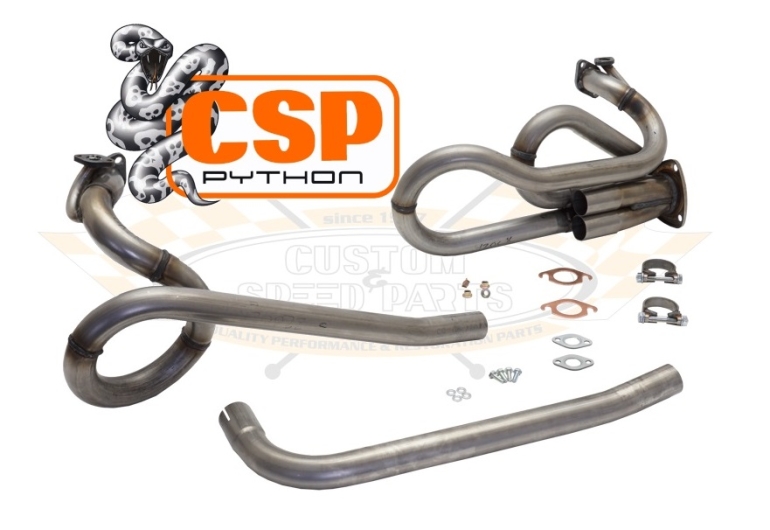 CSP Baywindow Bus Python Exhaust Kit With J Tubes - 1972-79 - Type 1 Engine - 38mm Bore - With Heat Risers