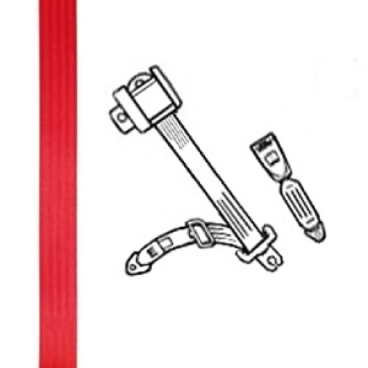 T1 + T2 Inertia Rear Seat Belt with Red Webbing
