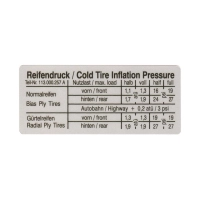 Original Tyre Pressure Sticker