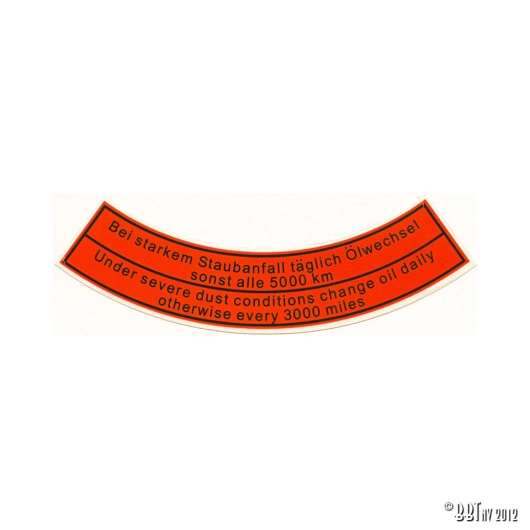 Original Air Filter Sticker (1953 To 1966 Models)