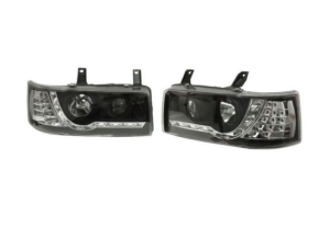 T4 Black Audi Style Headlights With LED Indicators (Short Nose Models)