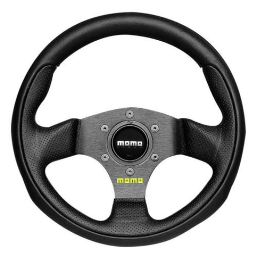 300mm Black Leather Momo Team Steering Wheel