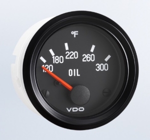 VDO Black Face 52mm Oil Temperature Gauge (Fahrenheit)