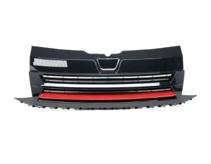 T6 Badgeless Front Grille - 2016-19 - Gloss Black With Red Trim