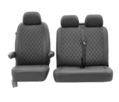 T5 Front Seat Cover Set (Bench Seat Models) - Black With Black Diamond Centre