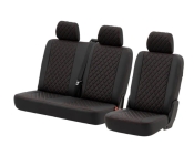 T5 Rear Seat Cover Set - Black With Black Diamond Centre And Red Stitching