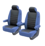 T5 Front Seat Cover Set (Walkthrough Models) - Blue With Black Perforated Centre