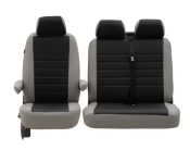 T5 Front Seat Cover Set (Bench Seat Models) - Grey With Black Perforated Centre