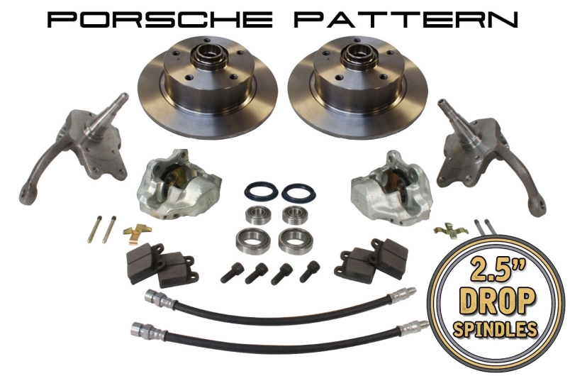 Beetle Front Disc Brake Conversion Kit 5x130 With Drop Spindles (Porsche Pattern) - 1966-79